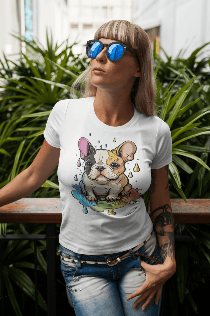 Bunte Frenchie Unisex-Bio-Baumwoll-T-Shirt - Bobbis Store Hunde