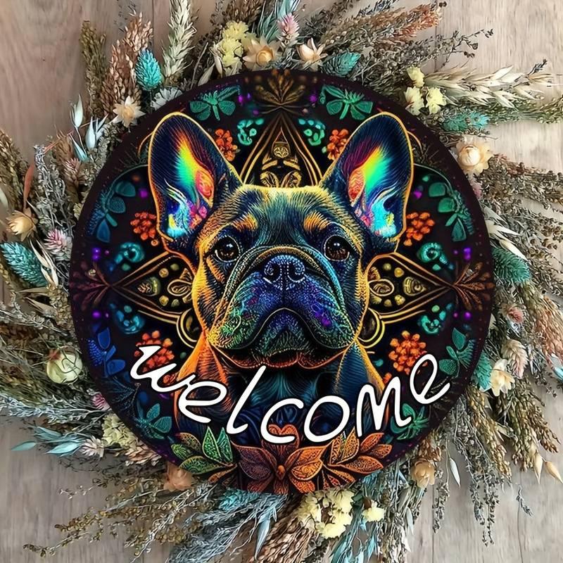 Willkommensschild Frenchie Blechschild 20x20cm - Bobbis Store