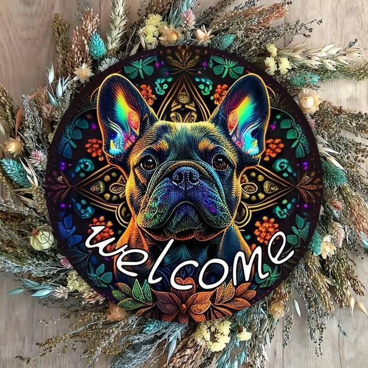 Willkommensschild Frenchie Blechschild 20x20cm - Bobbis Store