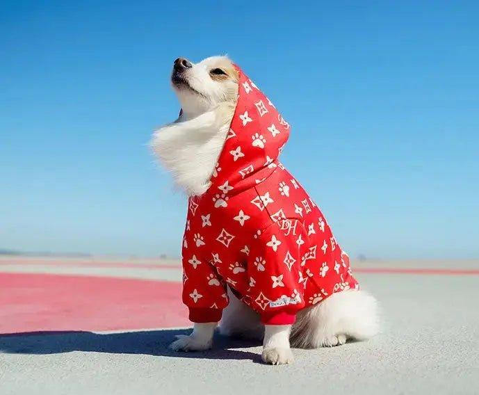 Beverly Hills Blvd Kapuzenjacke mit Monogramm Red - Bobbis Store Hunde