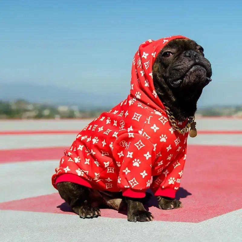 Beverly Hills Blvd Kapuzenjacke mit Monogramm Red - Bobbis Store Hunde