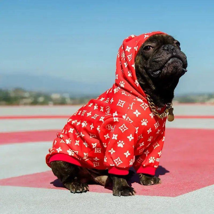 Beverly Hills Blvd Kapuzenjacke mit Monogramm Red - Bobbis Store Hunde