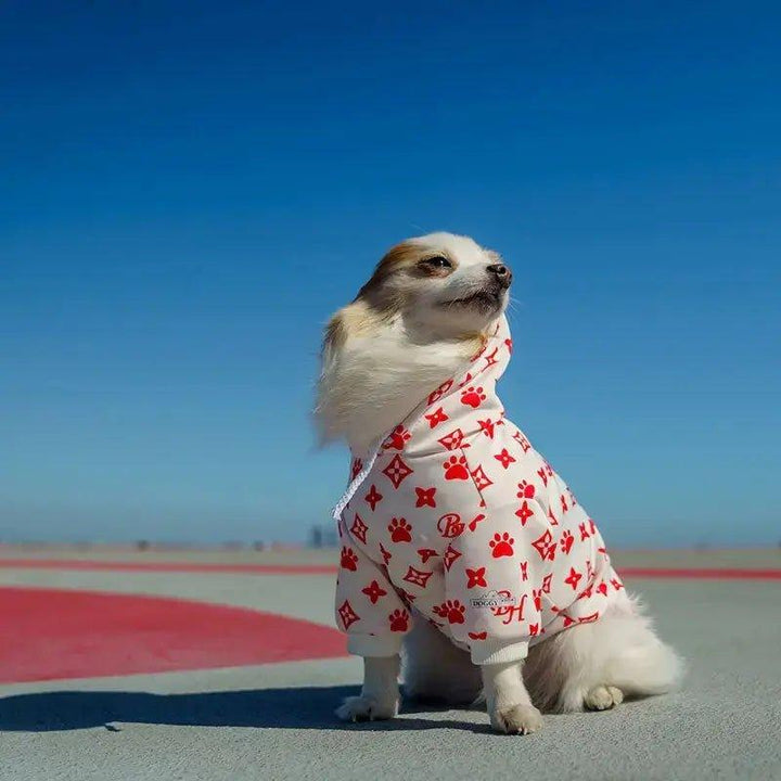 Beverly Hills Blvd Kapuzenjacke mit Monogramm Weiss - Bobbis Store Hunde