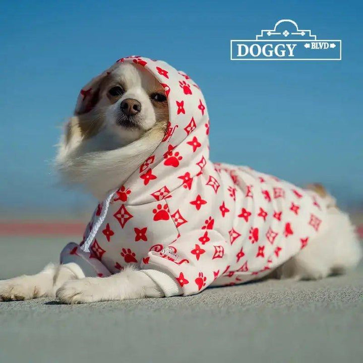 Beverly Hills Blvd Kapuzenjacke mit Monogramm Weiss - Bobbis Store Hunde