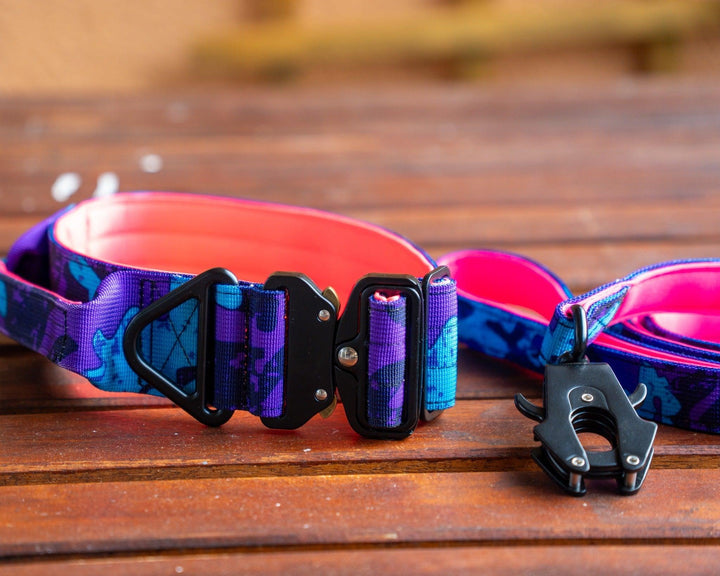 Bobbis Tactical Hundehalsband mit Griff & Leine- Lila Camo pink set - Bobbis Store Hunde