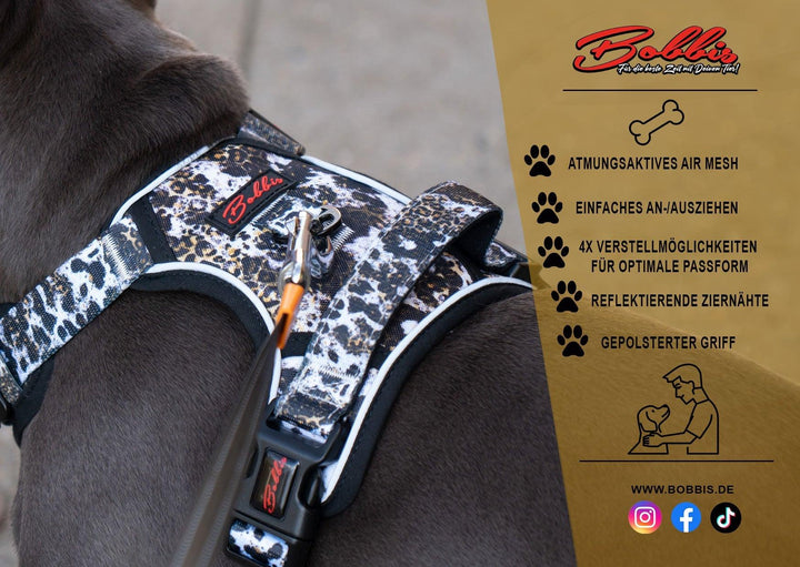 Bobbis Verstellbares Allrounder-Geschirr Leopard Kuh - Bobbis Store Hunde