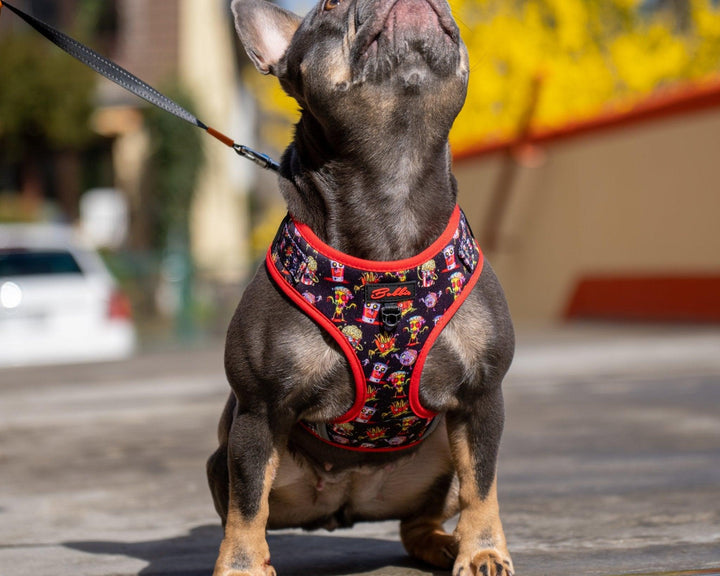 Bobbis Verstellbares Hundegeschirr: FAST FOOD ZOMBIES Rot - Bobbis Store Hunde