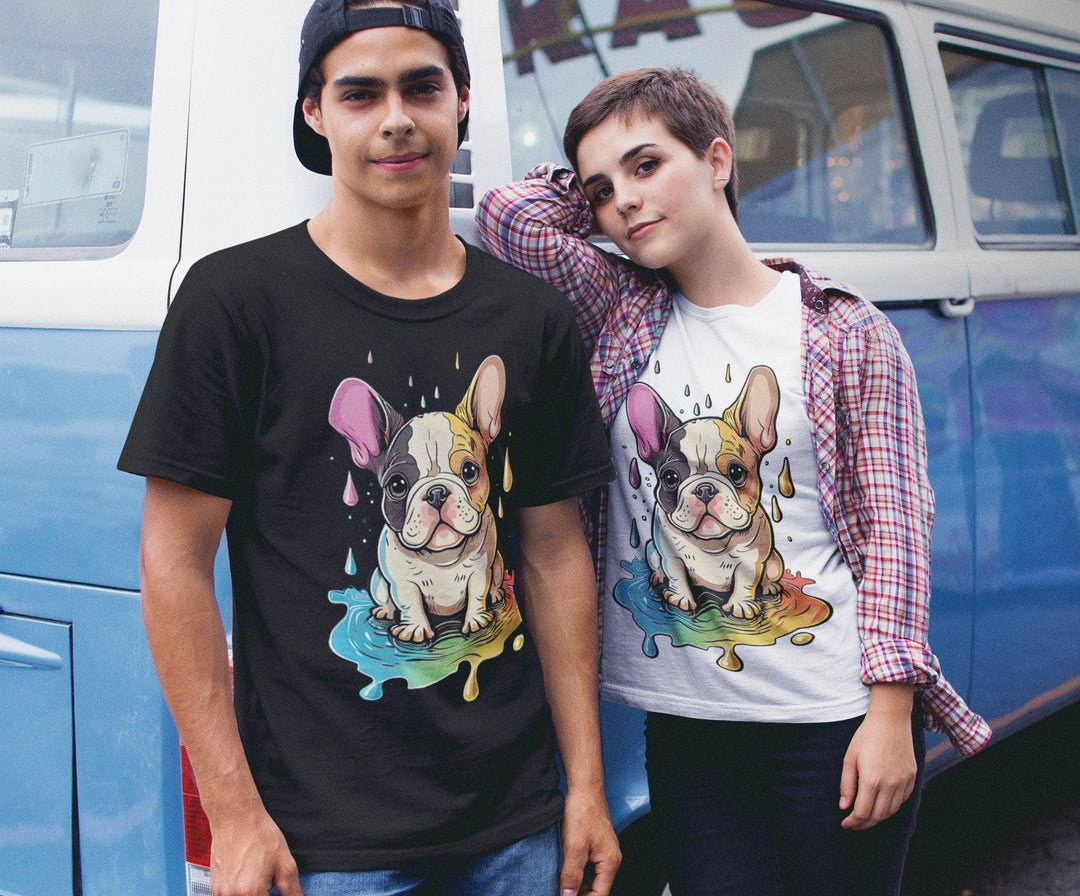 Bunte Frenchie Unisex-Bio-Baumwoll-T-Shirt - Bobbis Store Hunde