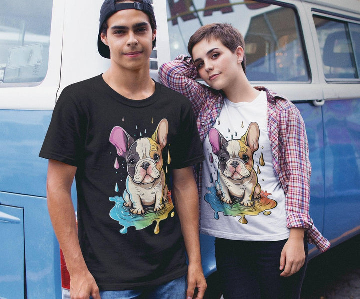 Bunte Frenchie Unisex-Bio-Baumwoll-T-Shirt - Bobbis Store Hunde