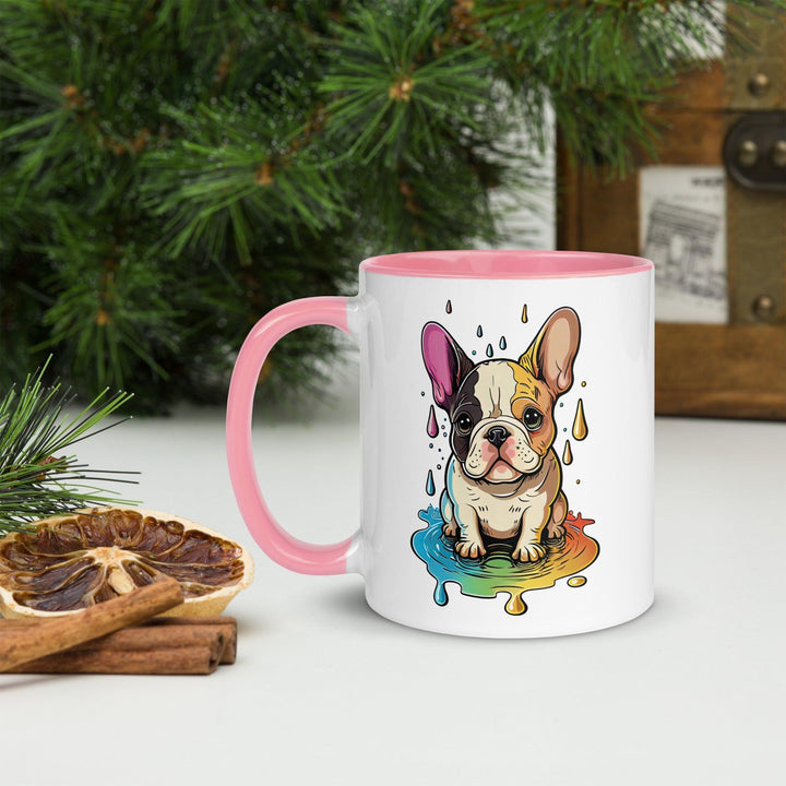 Bunte Frenchie Tasse mit farbiger Innenseite - Bobbis Store Hunde