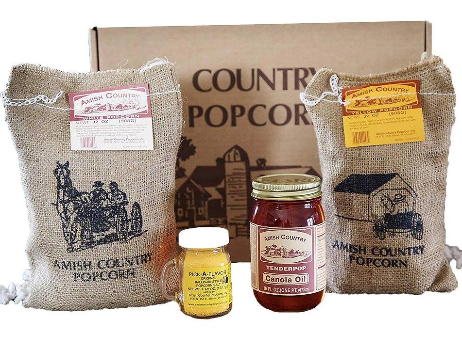 Burlap Geschenkbox Amish Country Popcorn Bio-Popcorn - Bobbis Store Hunde