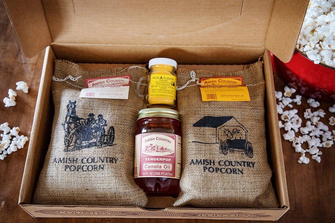 Burlap Geschenkbox Amish Country Popcorn Bio-Popcorn - Bobbis Store Hunde