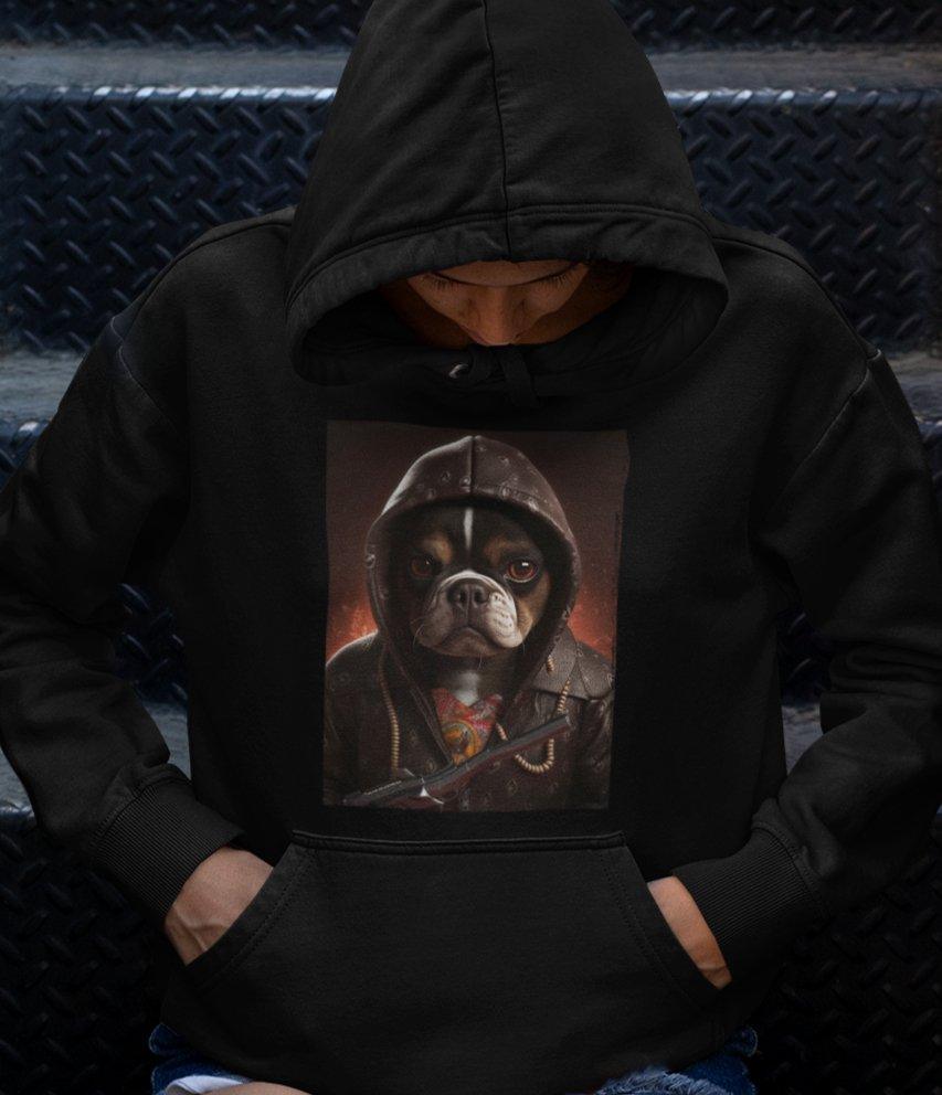 Gangster Dog a-Hochwertiger Öko Kapuzenpullover - Bobbis Store Hunde