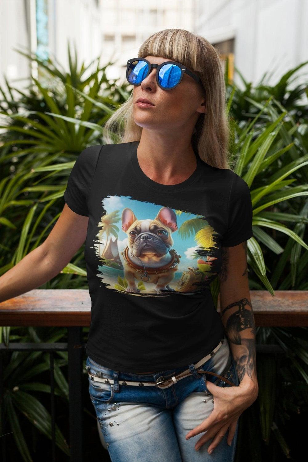 Hawaii Frenchie Lockeres Damen-T-Shirt - Bobbis Store Hunde