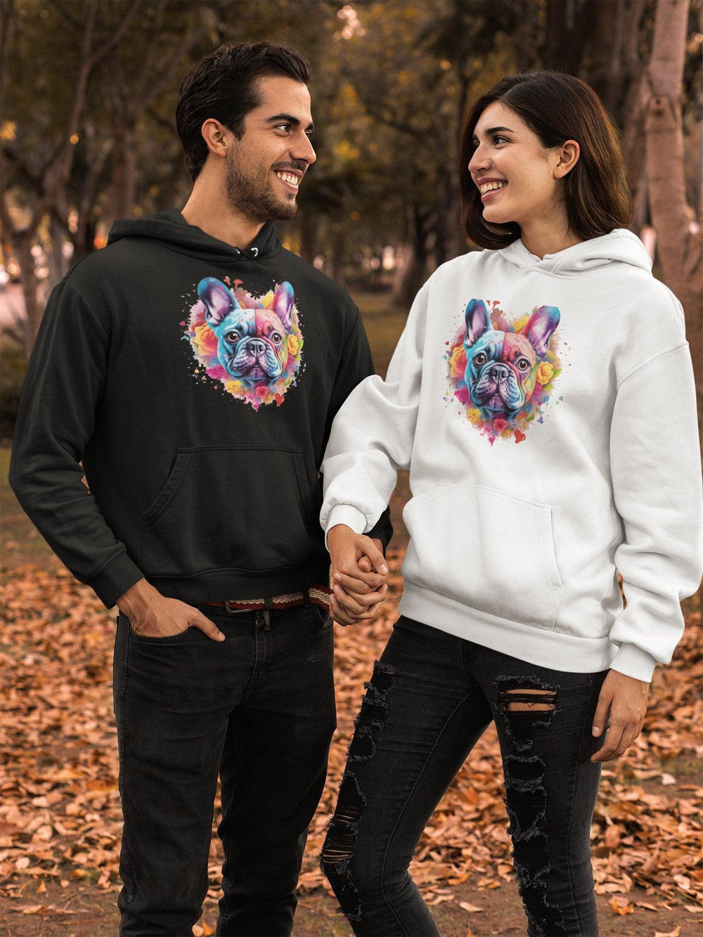 i love you Frenchie Hochwertiger Öko Kapuzenpullover - Bobbis Store Hunde