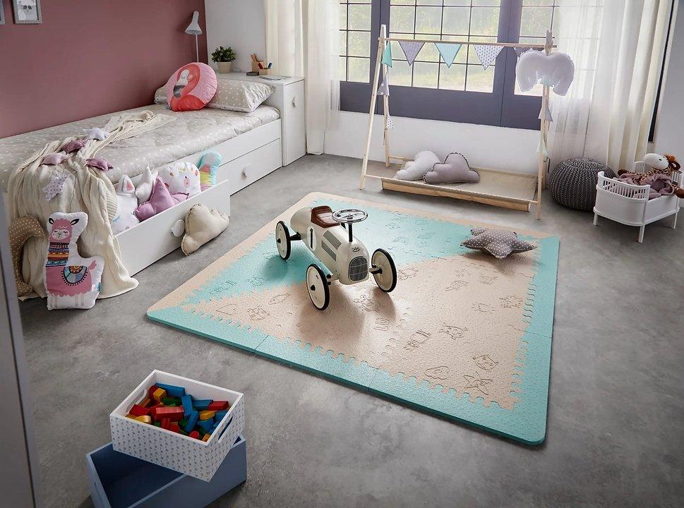 LUBABYMATS Spielmatte für Babys, Minze und Beige - Bobbis Store Hunde