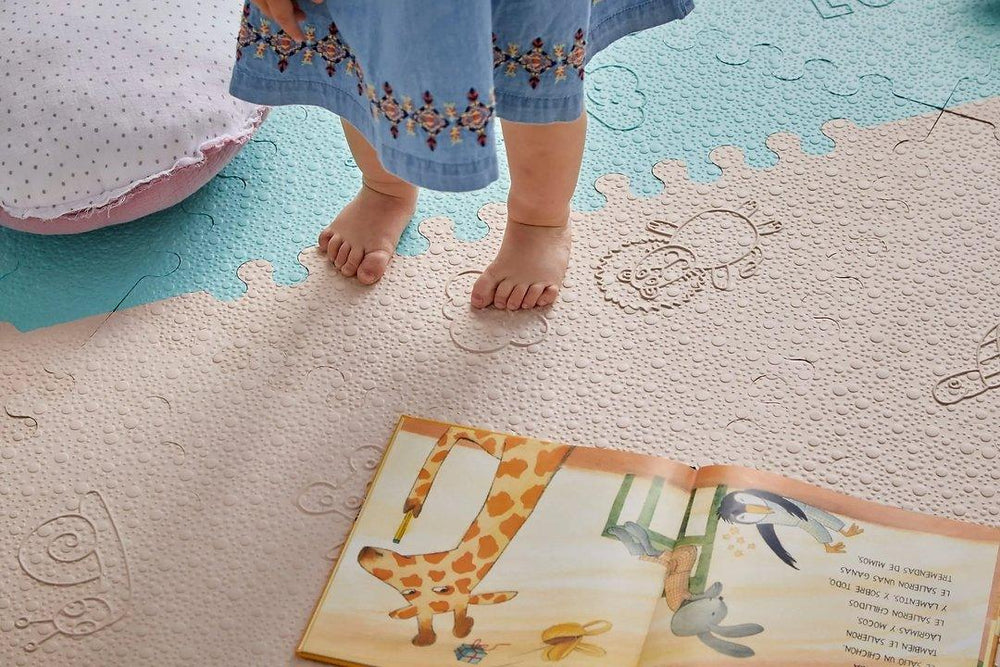 LUBABYMATS Spielmatte für Babys, Minze und Beige - Bobbis Store Hunde