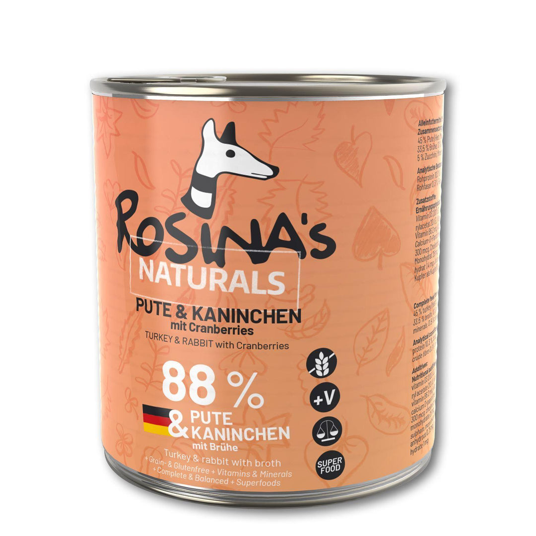 Pute & Kaninchen mit Cranberries, 800 g Dose - Bobbis Store Hunde