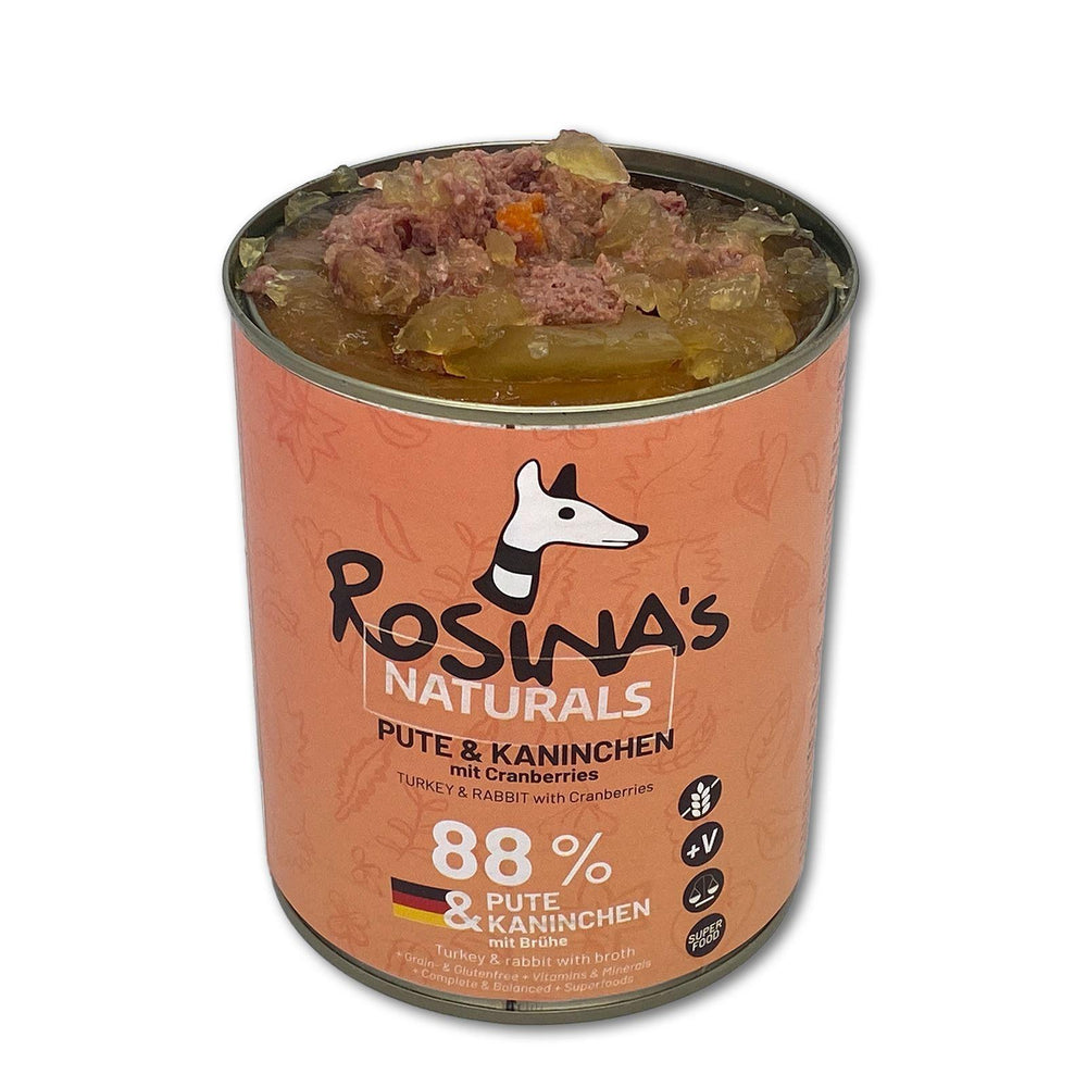 Pute & Kaninchen mit Cranberries, 800 g Dose - Bobbis Store Hunde