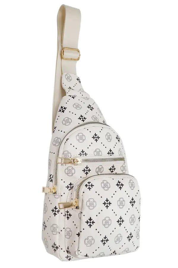 Schultertasche aus PU-Leder mit Blumenmonogramm - Bobbis Store Hunde