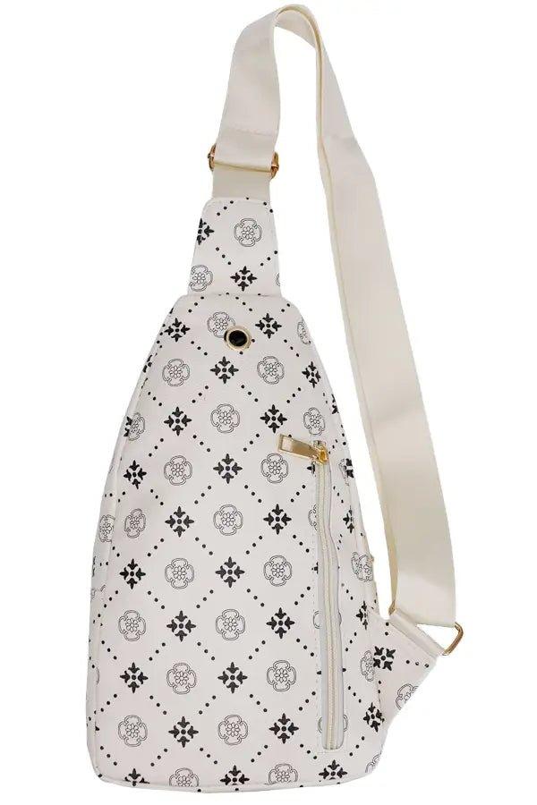 Schultertasche aus PU-Leder mit Blumenmonogramm - Bobbis Store Hunde
