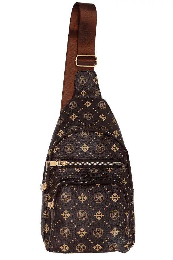 Schultertasche aus PU-Leder mit Blumenmonogramm - Bobbis Store Hunde