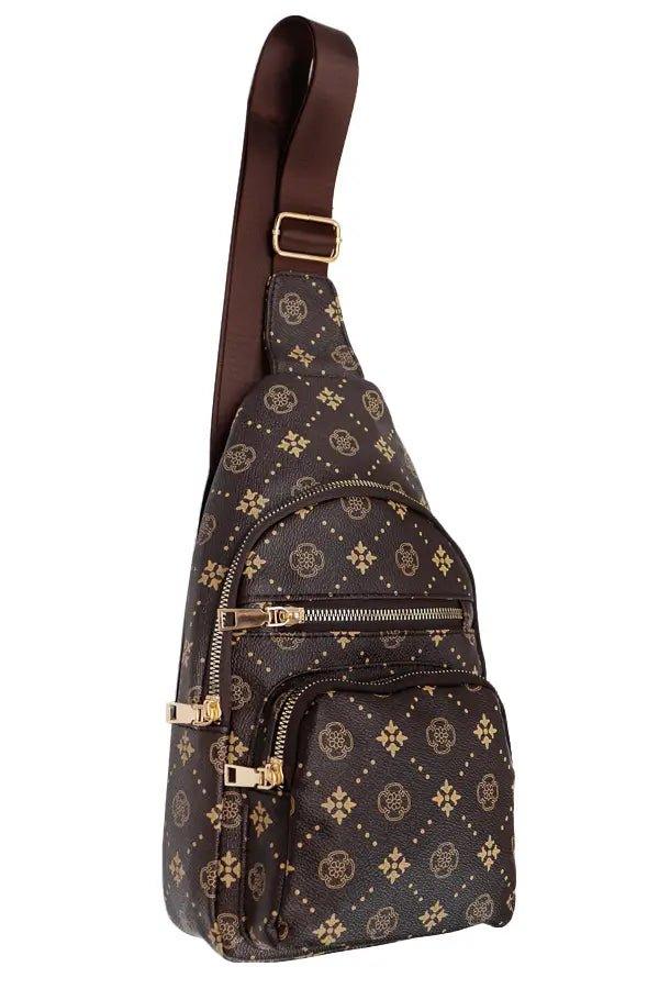 Schultertasche aus PU-Leder mit Blumenmonogramm - Bobbis Store Hunde