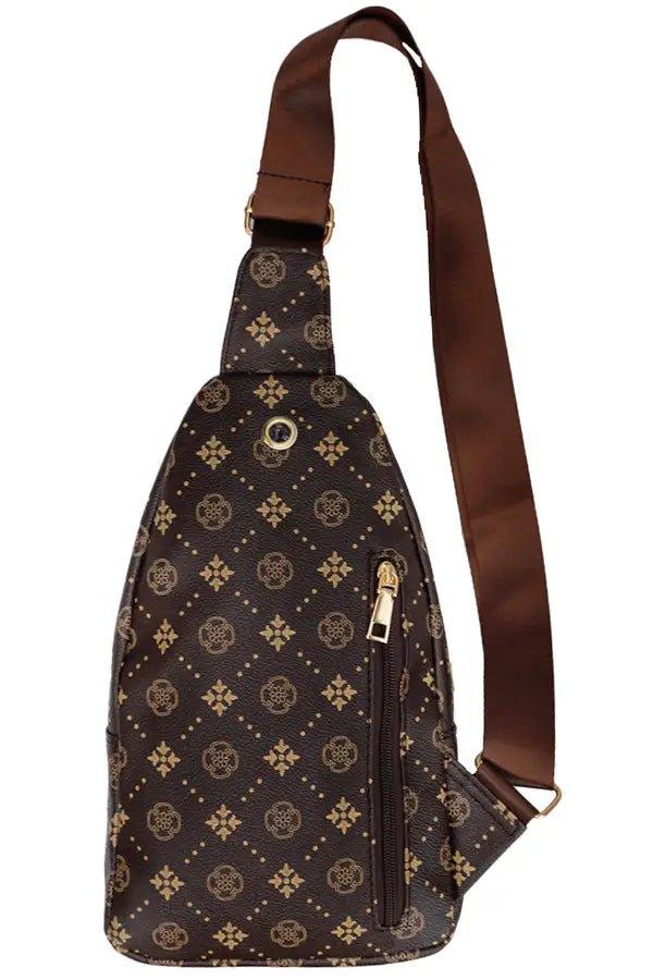 Schultertasche aus PU-Leder mit Blumenmonogramm - Bobbis Store Hunde