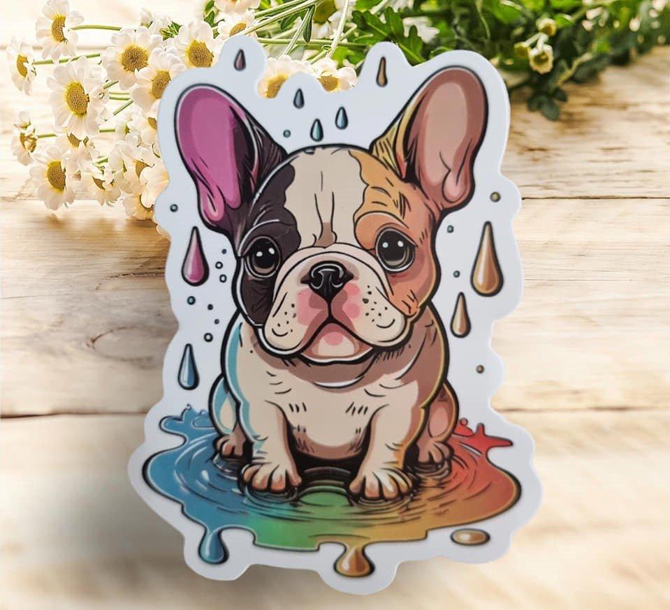 Süße bunte Frenchie Aufkleber Sticker - Bobbis Store Hunde