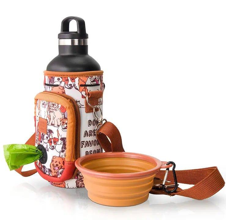 Wasserflaschenträger mit Hundekotbeutel + Silikon-Schüssel - Bobbis Store Hunde