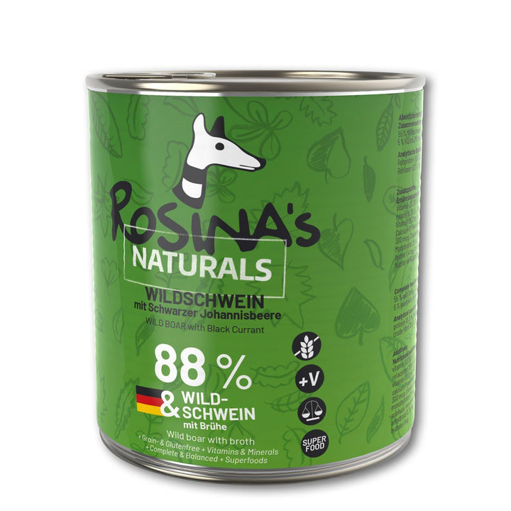 Wildschwein mit Schwarzer Johannisbeere, 800 g Dose - Bobbis Store Hunde