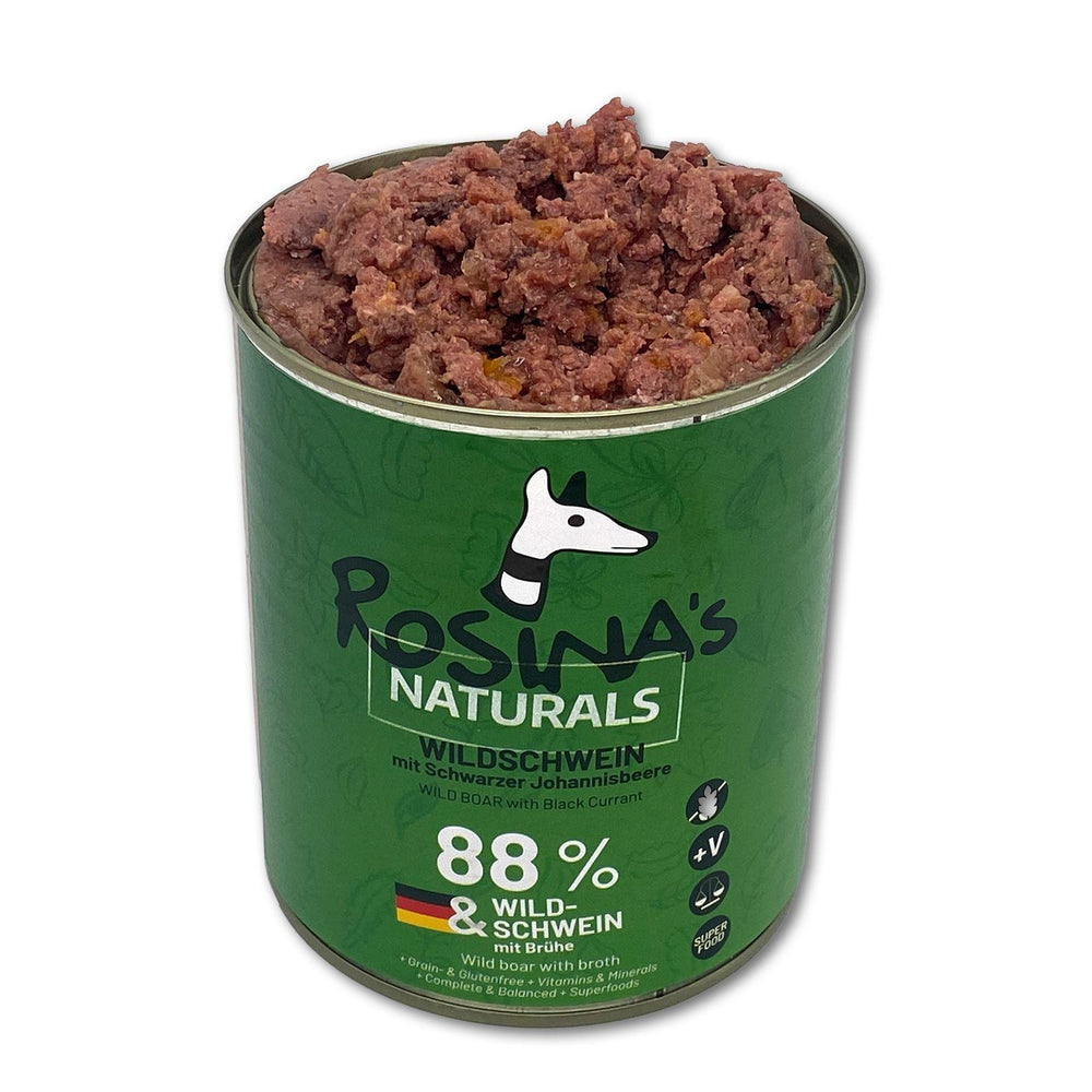 Wildschwein mit Schwarzer Johannisbeere, 800 g Dose - Bobbis Store Hunde