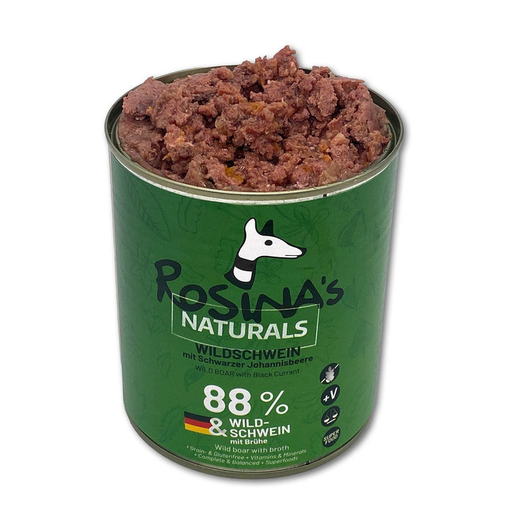Wildschwein mit Schwarzer Johannisbeere, 800 g Dose - Bobbis Store Hunde